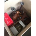 A box of treen and other items.