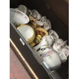 A box of Aynsley china including Orchard Gold