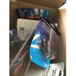 A box of boxed electrical items.