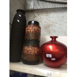 3 vases to include a West German
