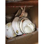 Box of china plates etc. Catalogue only, live bidding available via our website. If you require P&