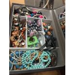 A case of mainly beaded costume necklaces Catalogue only, live bidding available via our website. If