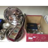Various plated ware and a box of plated cutlery Catalogue only, live bidding available via our
