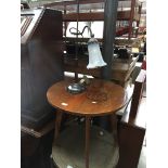 A round side table and an adjustable table lamp with glass shade Catalogue only, live bidding