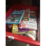 A red crate of football programmes Catalogue only, live bidding available via our website. If you