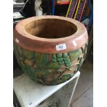 A large wooden carved planter. Catalogue only, live bidding available via our website. If you