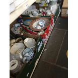 Four boxes of pottery etc. Catalogue only, live bidding available via our website. If you require