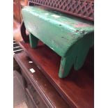 A green painted old stool Catalogue only, live bidding available via our website. If you require P&P