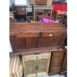 A wooden domed chest. Catalogue only, live bidding available via our website. If you require P&P