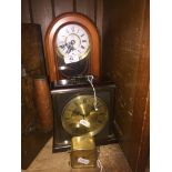 A mantle clock, a Metamec quartz mantle clock and a small French travel clock Catalogue only, live