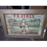 An antique sports equipment framed advertising picture Catalogue only, live bidding available via