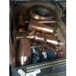 A box of copperware Catalogue only, live bidding available via our website. If you require P&P