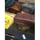 A box of vintage tins and boxes Catalogue only, live bidding available via our website. If you