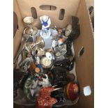 A box of assorted ornaments to include A small Beswick foal, Royal Worcester "Robin", etc. Catalogue
