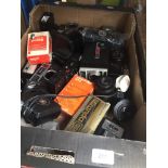 A box of cameras and photographic equipment Catalogue only, live bidding available via our