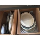 Two boxes of plates and platters Catalogue only, live bidding available via our website. If you