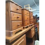 Three pine bedside cabinets. Catalogue only, live bidding available via our website. If you