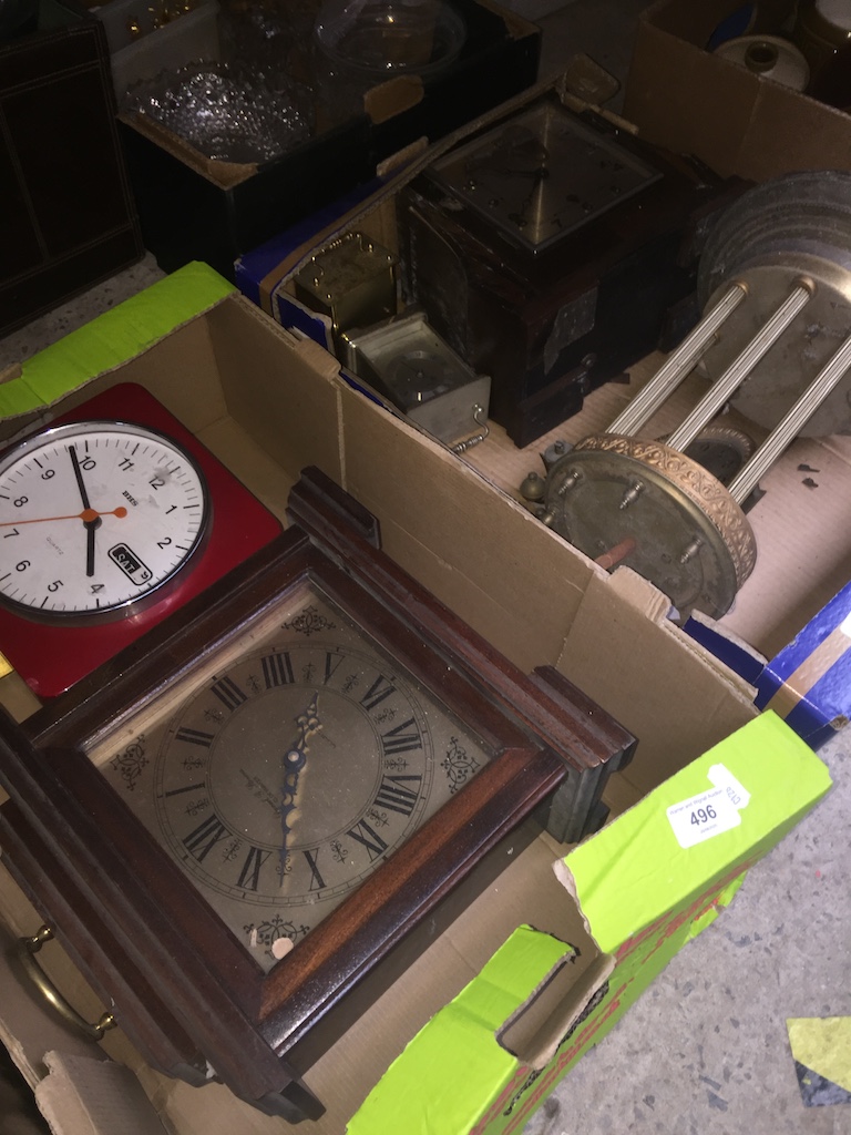 2 boxes of clocks. Catalogue only, live bidding available via our website. If you require P&P please