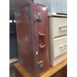 A vintage travel case and a woven linen box/seat Catalogue only, live bidding available via our