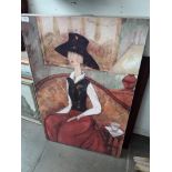 A print on canvas depicting seated lady. Catalogue only, live bidding available via our website.