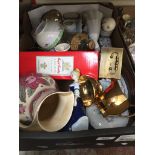 A box of ceramics and glass including Brierley Catalogue only, live bidding available via our