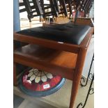 A retro teak framed coffee table with detachable leather upholstered top Catalogue only, live