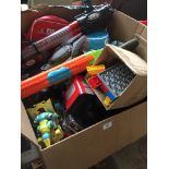 A box of children's toys. Catalogue only, live bidding available via our website. If you require P&P