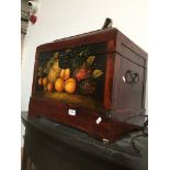A painted and decorated storage trunk Catalogue only, live bidding available via our website. If you
