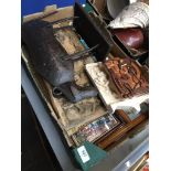 Box with metal cow, plaques and pictures Catalogue only, live bidding available via our website.