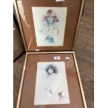 After Sara Moon, a pair of retro 1980s ladies fashion prints, 23cm x 16cm each, framed and glazed.