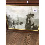 A photographic print of 'The Dock End' Whitby 1880, 29cm x 39cm, framed and glazed. Catalogue
