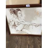 Bernard Dufour, ballet dancer, mixed media on board, signed top right, 37cm x 45cm. Catalogue