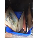 A box of pictures and prints Catalogue only, live bidding available via our website. If you