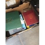 A box of stamp albums, first day covers etc Catalogue only, live bidding available via our