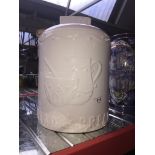 A ceramic bread bin with lid Catalogue only, live bidding available via our website. If you