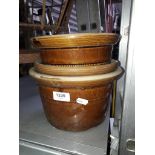 Three stoneware planters Catalogue only, live bidding available via our website. If you require P&