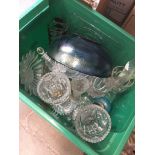 Green plastic box of glassware Catalogue only, live bidding available via our website. If you