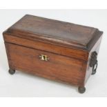 A Regency mahogany tea caddy, length 33cm.