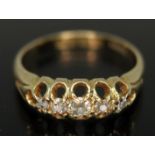 A hallmarked 18ct gold diamond ring, gross wt. 3.87g, size M.