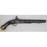 A flintlock pistol, the plate marked 'Tower' and 'GB', length 48.5cm.