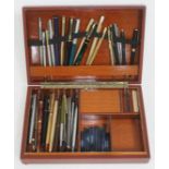 A box of vintage pens and propelling pencils including a Yard-O-Led marked 'Sterling Silver',