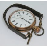 A gold plated pocket watch, diam. 49mm.