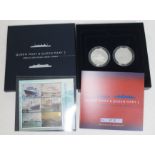 Queen Mary & Queen Mary II coin and stamp set comprising two 28.28g sterling coins and six mint