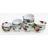 Janice Tchalenko "Poppy" for Dartington Pottery, a group of sixteen bowls, diam. ranging from 12.5cm