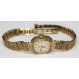 A ladies 9ct gold Rotary wristwatch with 9ct gold strap, gross wt. 14.66g.