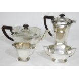 A four silver tea set, Adie Brothers, Birmingham 1933 - 1937, gross wt. 57oz.