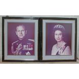 Queen Elizabeth II & Prince Philip, photographic prints, 48cm x 58cm each and both autographed and