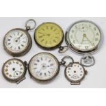 A mixed lot of watches comprising three ladies pocket watches, one marked .800, two marked .935, two