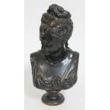 A French 19th century bronze after the antique depicting a Greek female with gilt head dress and
