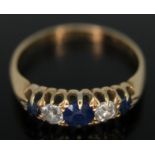 An Edwardian diamond and sapphire ring, hallmarked 18ct gold, Birmingham 1902, gross wt. 2.77g, size